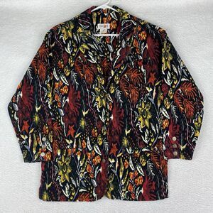 Vtg Crazy Horse Liz Claiborne Blazer Jacket Womens M‎ Multicolor Corduroy Floral
